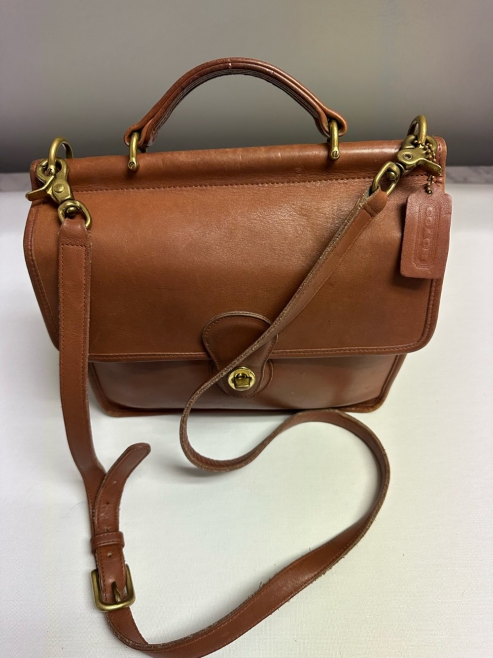 Vintage Coach Leather Willis Satchel in Cognac Brown 9927 - Picture 12 of 16